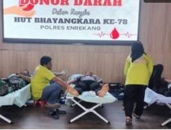 Sambut HUT Bhayangkara ke-78, Polres Enrekang Gelar Donor Darah