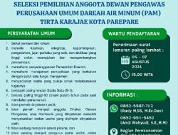 Pemkot Parepare Buka Seleksi Anggota Dewas PAM Tirta Karajae