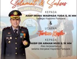 Manajemen R 57 Cafe dan Resto Ucapkan Selamat Kepada AKBP Indra Waspada Yuda Jabat Kapolres Parepare